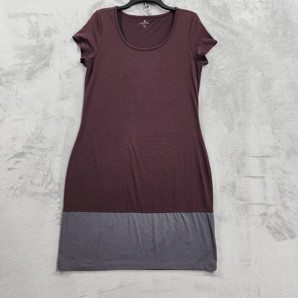Athleta Dress Womens M Purple Gray Ella Colorblock Short Sleeve T-Shirt Casual